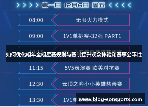 如何优化明年全明星赛规则与赛制提升观众体验和赛事公平性